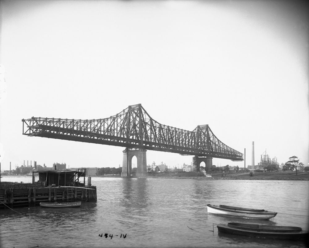 Blackwell’s Island Bridge from Ravenswood Shore, 1907. "The Blackwell’s Island Bridge was renamed the Queensboro Bridge and is now the Ed Koch Bridge. Ravenswood was a quiet and exclusive hamlet of the village of Newtown, bordering the East River in what is now Long Island City." (Courtesy of the New York City Department of Records)
